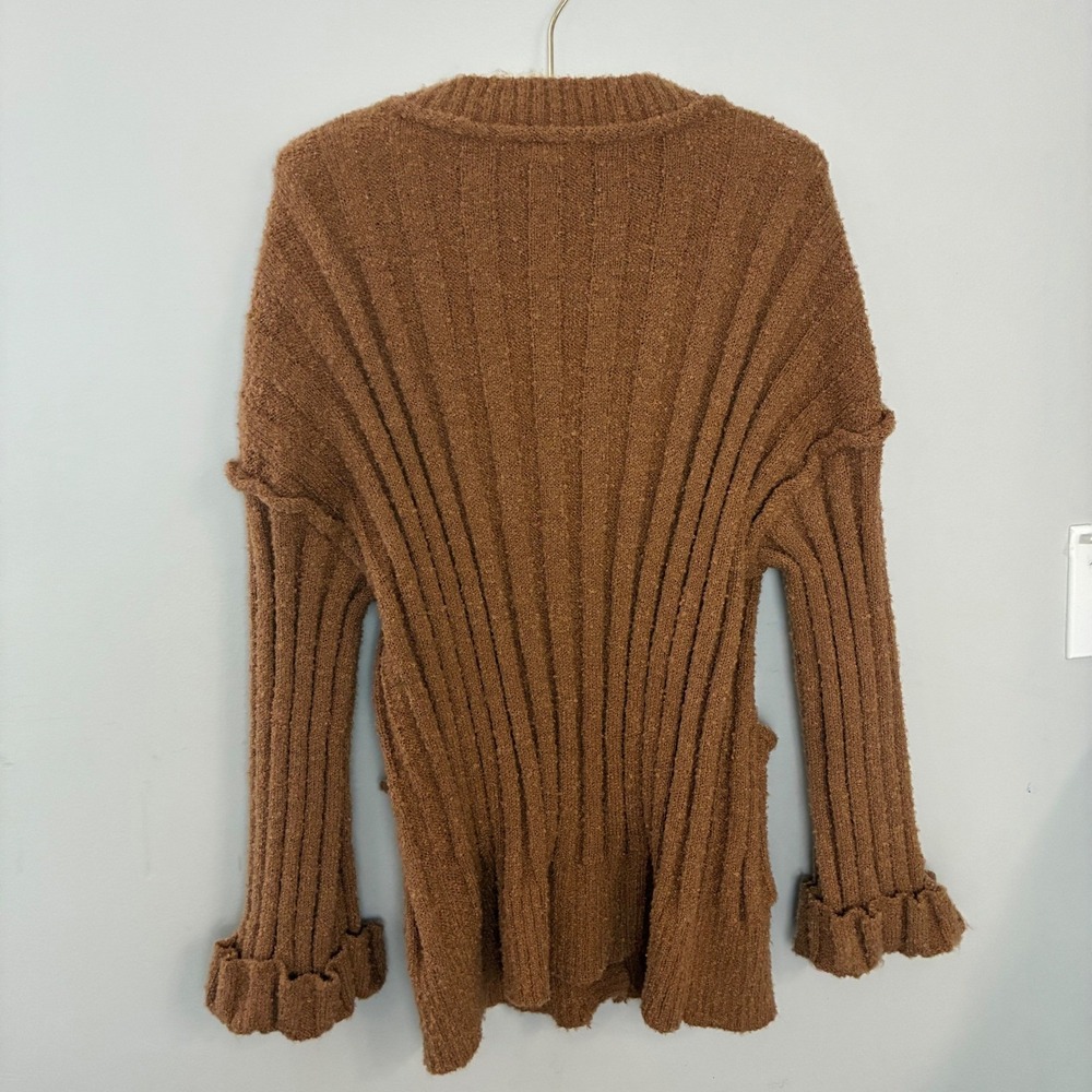 Easel Ribbed Knit Cardigan Chunky Oversized Brown Women's Small NWT Boho - Picture 6 of 10